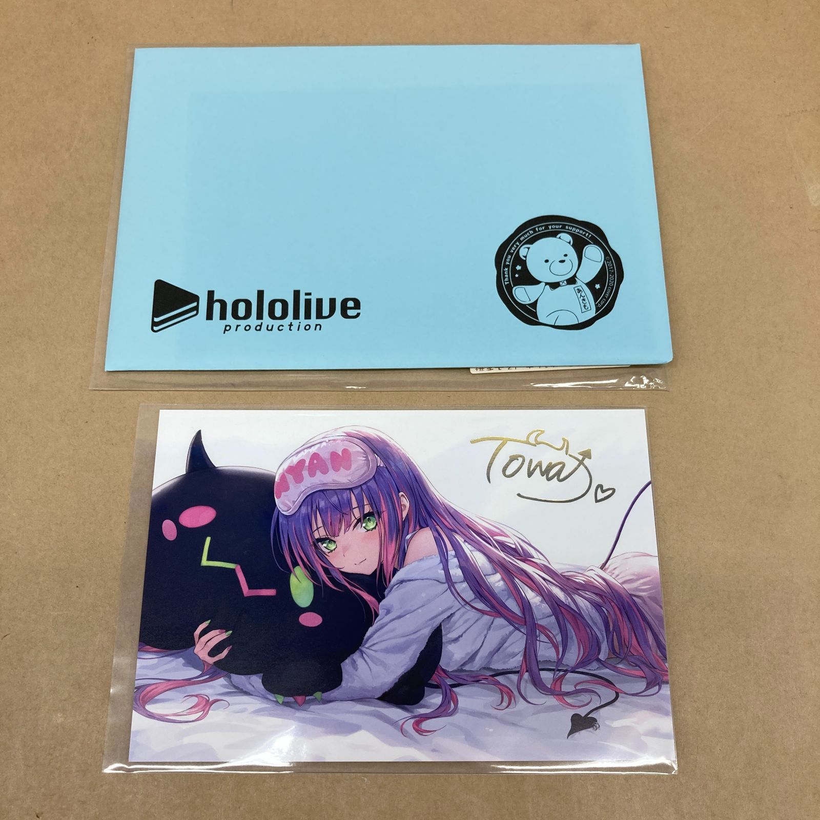 常闇トワ 箔押し複製サイン直筆メッセージ入りポストカード 誕生日記念2021 ホロライブ 常闇トワ 誕生日記念フルセット特典 Guchico先生描き下ろし