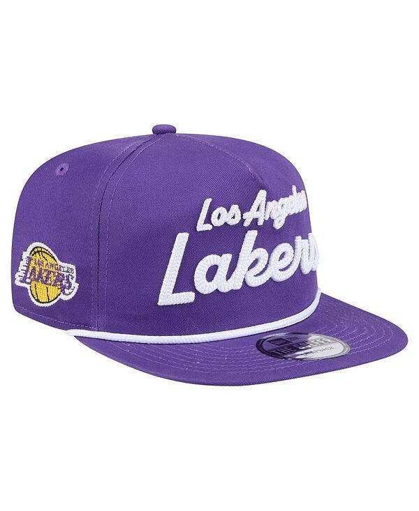 ニューエラ メンズ アクセサリー 帽子 New Era Mens Purple Los Angeles Lakers Team Text Golfer Snapback Hat Purple パープル