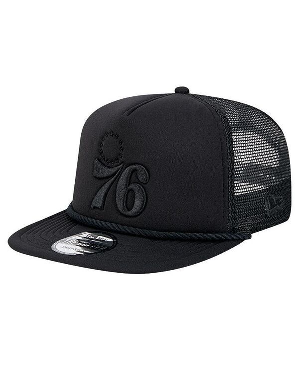 ニューエラ メンズ アクセサリー 帽子 メッシュ New Era Mens Black Philadelphia 76ers Tone Foam Meshback Golfer Snapback Ha