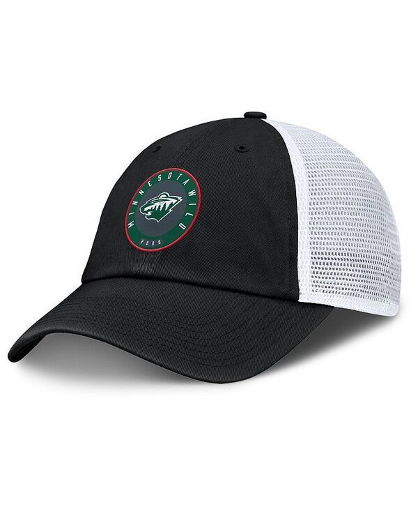 ファナティクス メンズ アクセサリー 帽子 Fanatics Mens BlackWhite Minnesota Wild Averie Trucker Adjustable Hat Black Wh