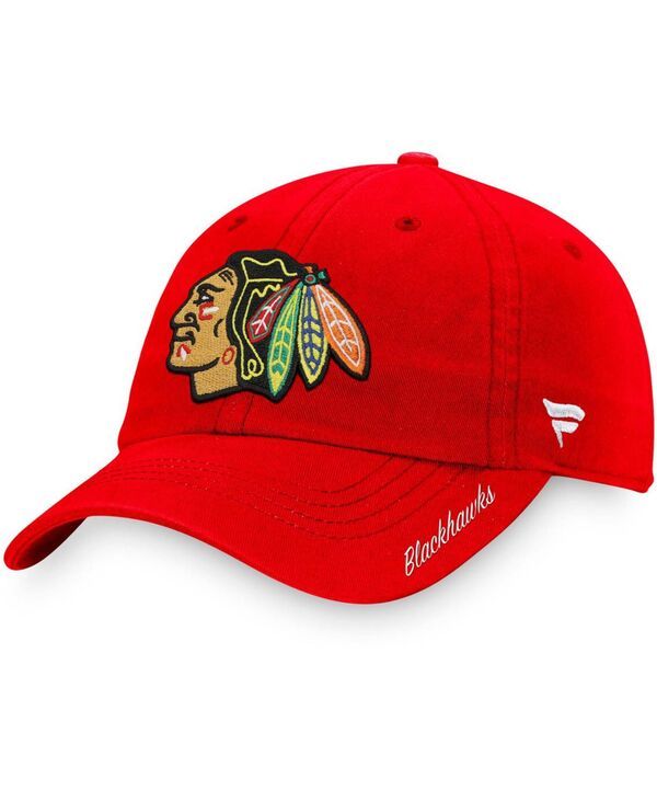 ファナティクス レディース アクセサリー 帽子 ロゴ Fanatics Womens Red Chicago Blackhawks Core Primary Logo Adjustable Hat R