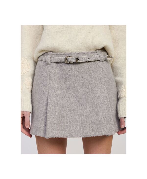 エン セゾン レディース ボトムスカート En Saison Womens Carrington Belted Skirt Gray グレー