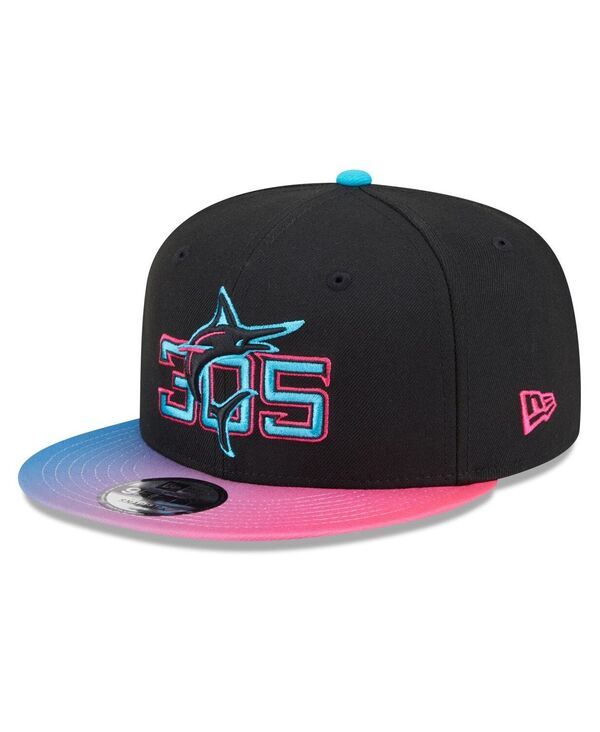 ニューエラ メンズ アクセサリー 帽子 New Era Mens BlackPink Miami Marlins 2025 City Connect 9FIFTY Snapback Hat Black
