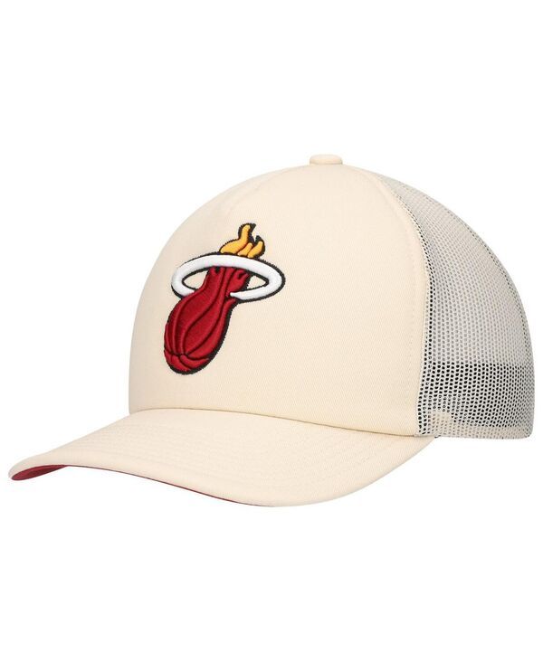 ミッチェルネス メンズ アクセサリー 帽子 Mitchell Ness Mens Cream Miami Heat Trucker Adjustable Hat Cream クリーム