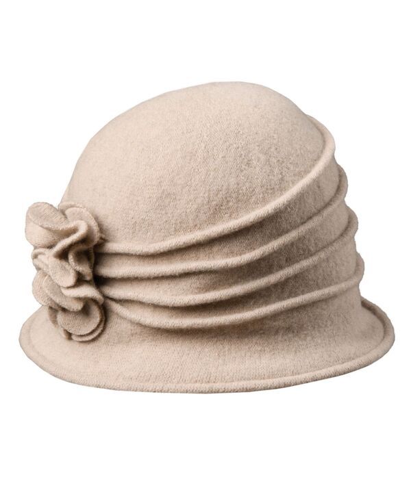 ドーフマン パシフィック レディース アクセサリー 帽子 ウール ニット Dorfman Pacific Womens Knit Wool Cloche with Flower Taupe トープ