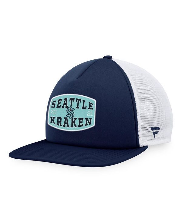 ファナティクス メンズ アクセサリー 帽子 Fanatics Mens Deep Sea BlueWhite Seattle Kraken Foam Front Patch Trucker Snapb