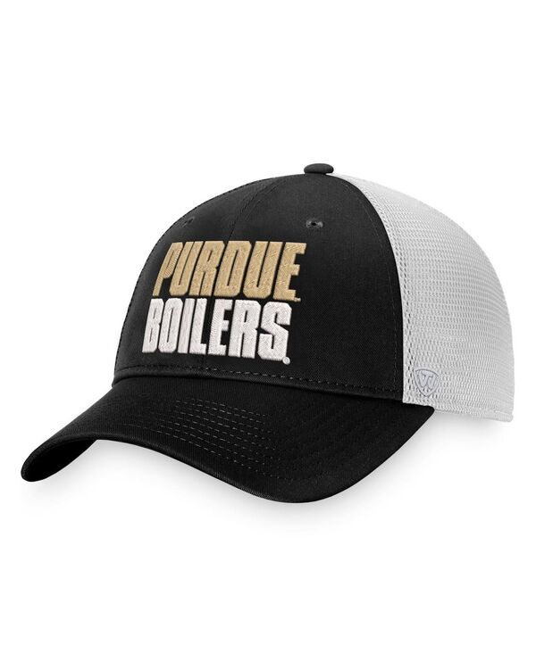 トップオブザワールド メンズ アクセサリー 帽子 Top of the World Mens Black White Purdue Boilermakers Stockpile Trucker Sna