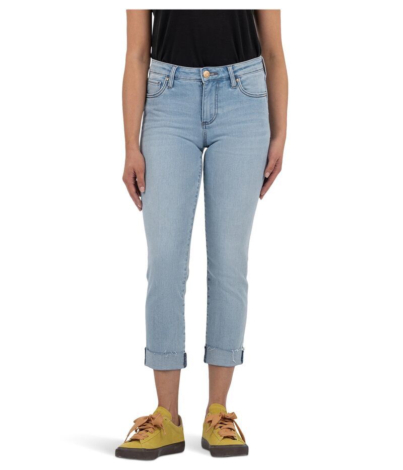カットフロムザクロス レディース ボトムス デニムパンツ ストレート KUT from the Kloth Amy Crop Straight Leg Roll Up With Raw Hem Awa