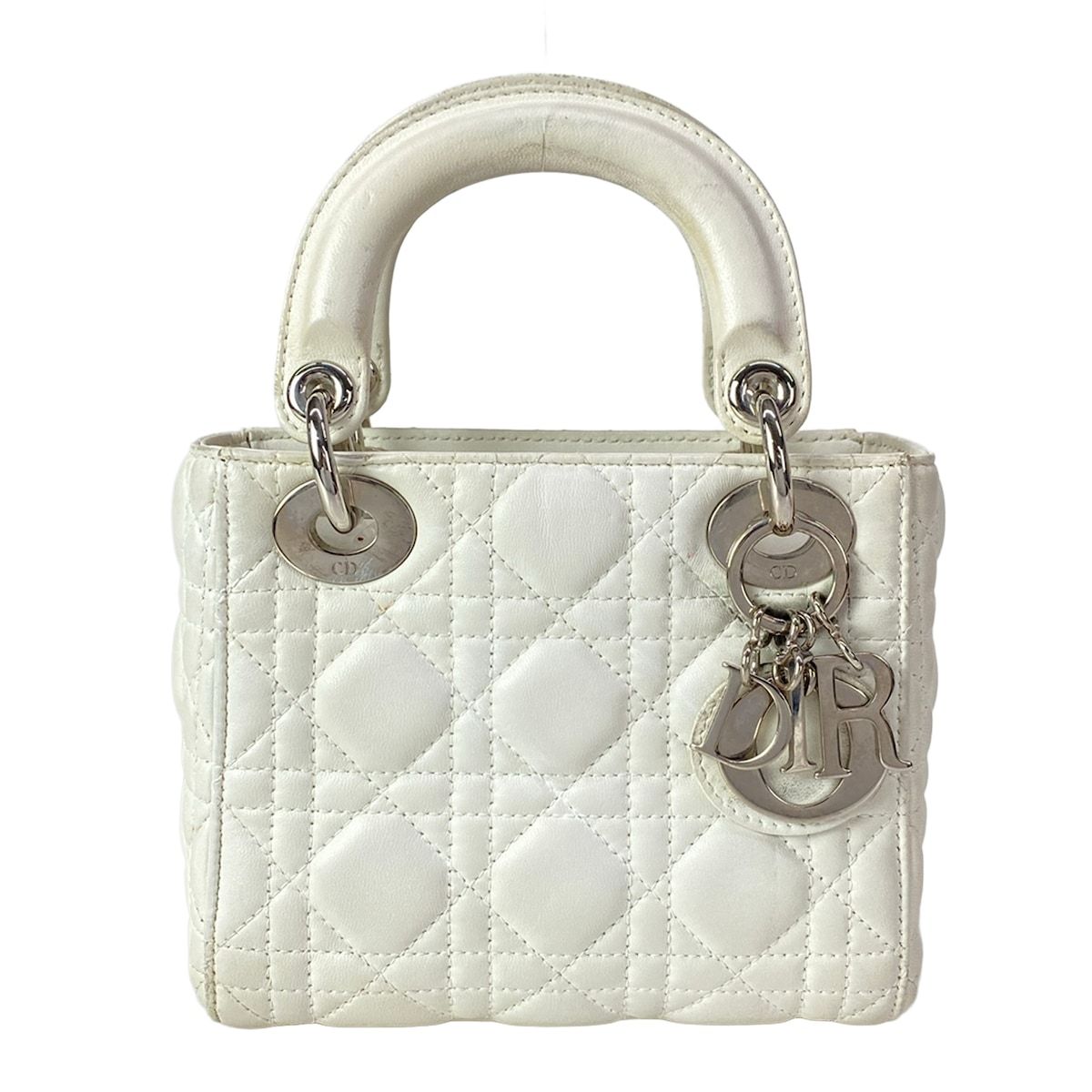 DIOR/ChristianDior(ディオール/クリスチャンディオール) ハンドバッグ レディディオールミニバッグ 白 シルバー金具 ラムスキン