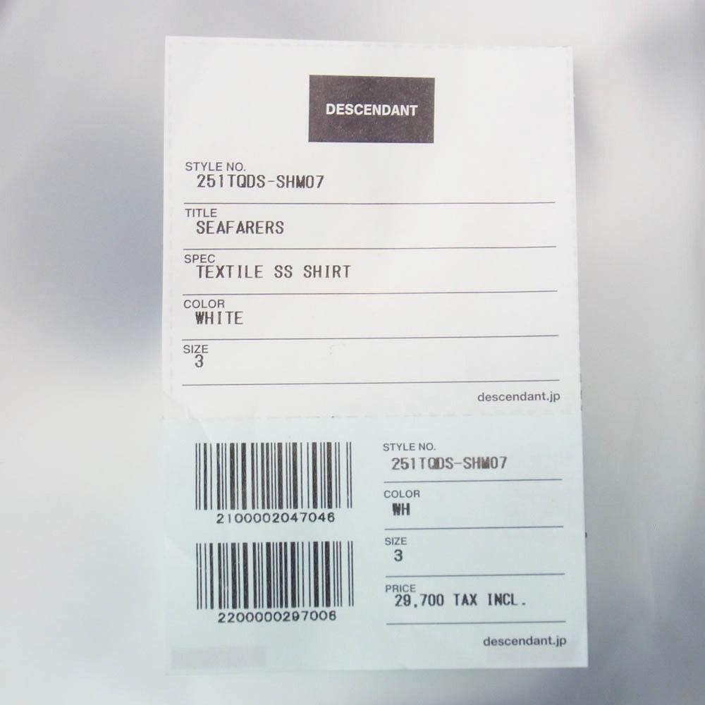 DESCENDANT ディセンダント 25SS 251TQDS-SHM07 SEAFARERS TEXTILE SS