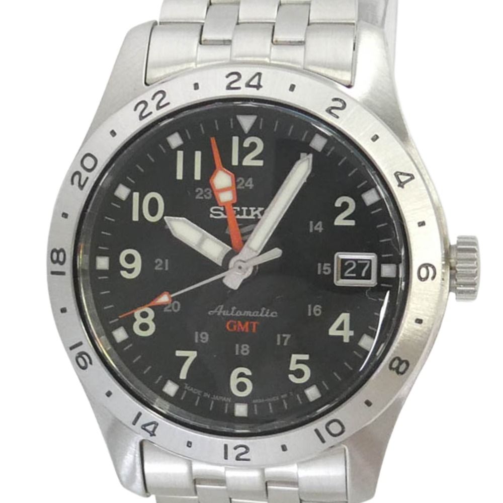 SEIKO セイコー SBSC011 5SPORTS GMT ファイブスポーツ 自動巻き 腕時計 シルバー系【極上美品】【中古】