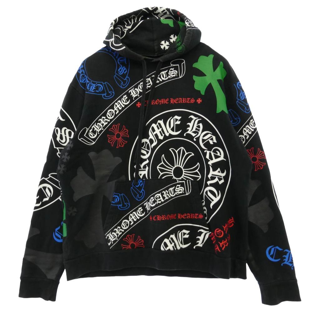 CHROME HEARTS クロムハーツ（原本無） STENCIL HOODIE ステンシル プリント フーディ スウェット パーカー ブラック L 【中古】 CHROME HEARTS クロムハーツ（原本無） STENCIL HOODIE ステンシル