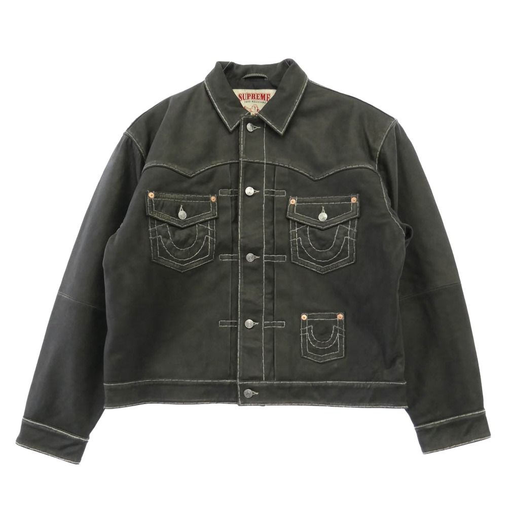 Supreme シュプリーム TRUE RELIGION トゥルーレリジョン 25AW x True Religion Leather Trucker Jacket トゥルーレリジョン レザー トラッカー ジャケット ブラック系 L【極上美品】【中古】 Supreme シュプリーム TRUE RELIGION トゥルーレリジョン 25AW x True