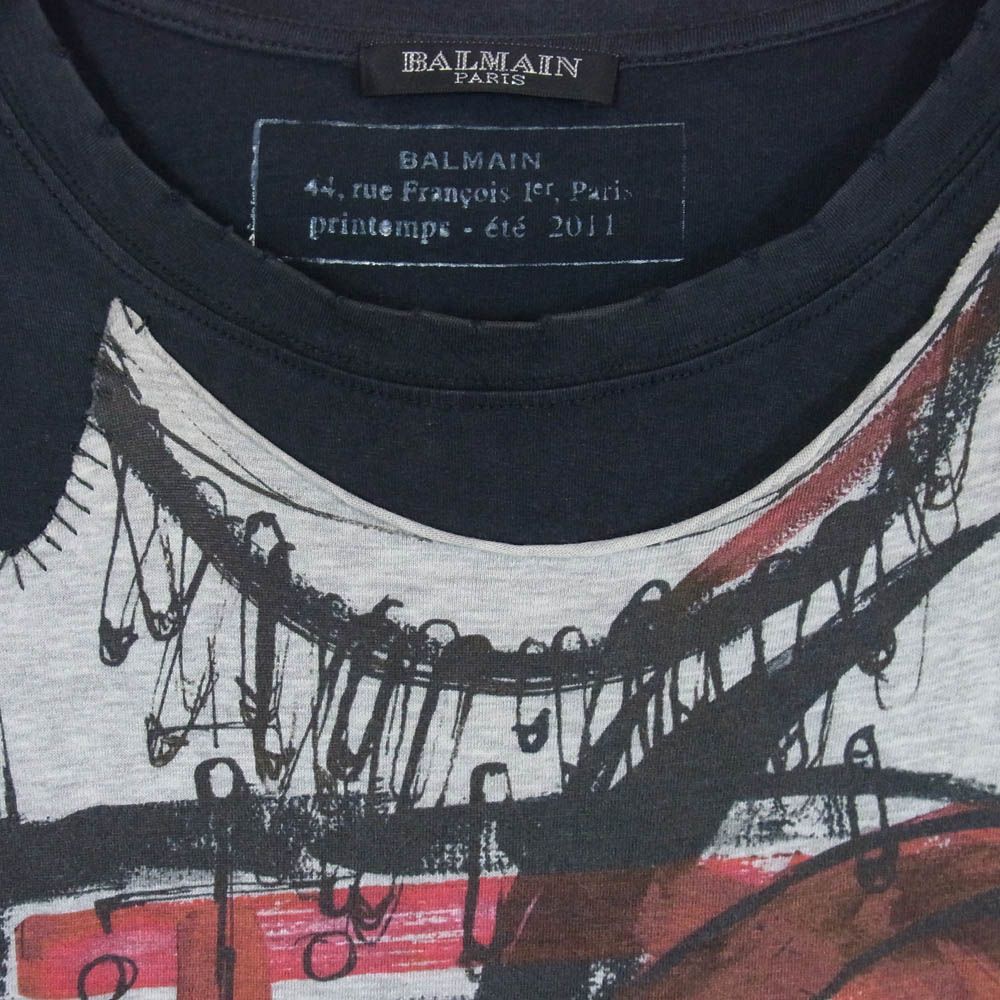 BALMAIN バルマン S1HJ601I518 GRAFFITI TEE ダメージ加工 グラフティ