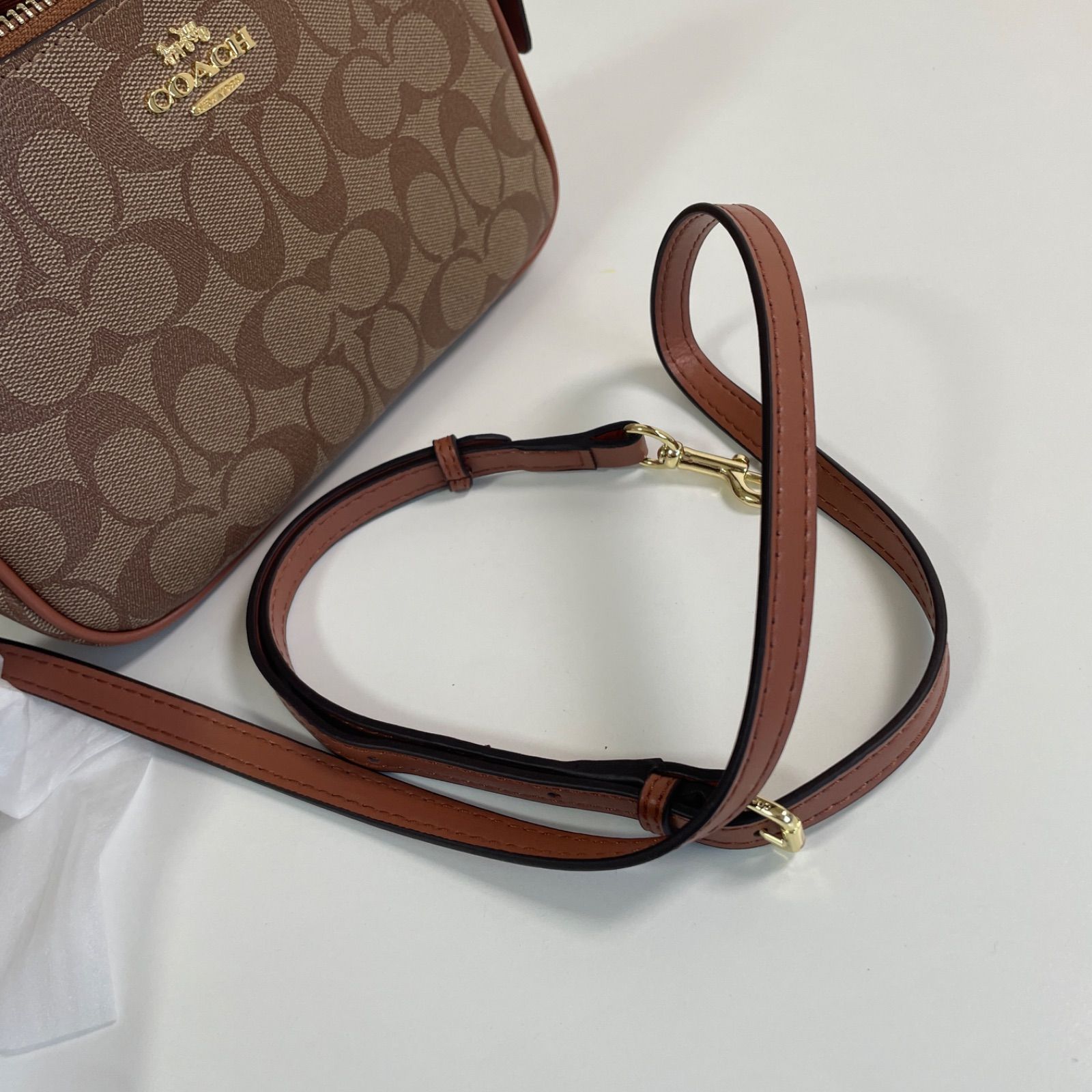 未使用　COACH ショルダーバッグ チョコレートブラウン COACH 2way シグネチャー ショルダーバッグ 未使用品 美品 ブラウン
