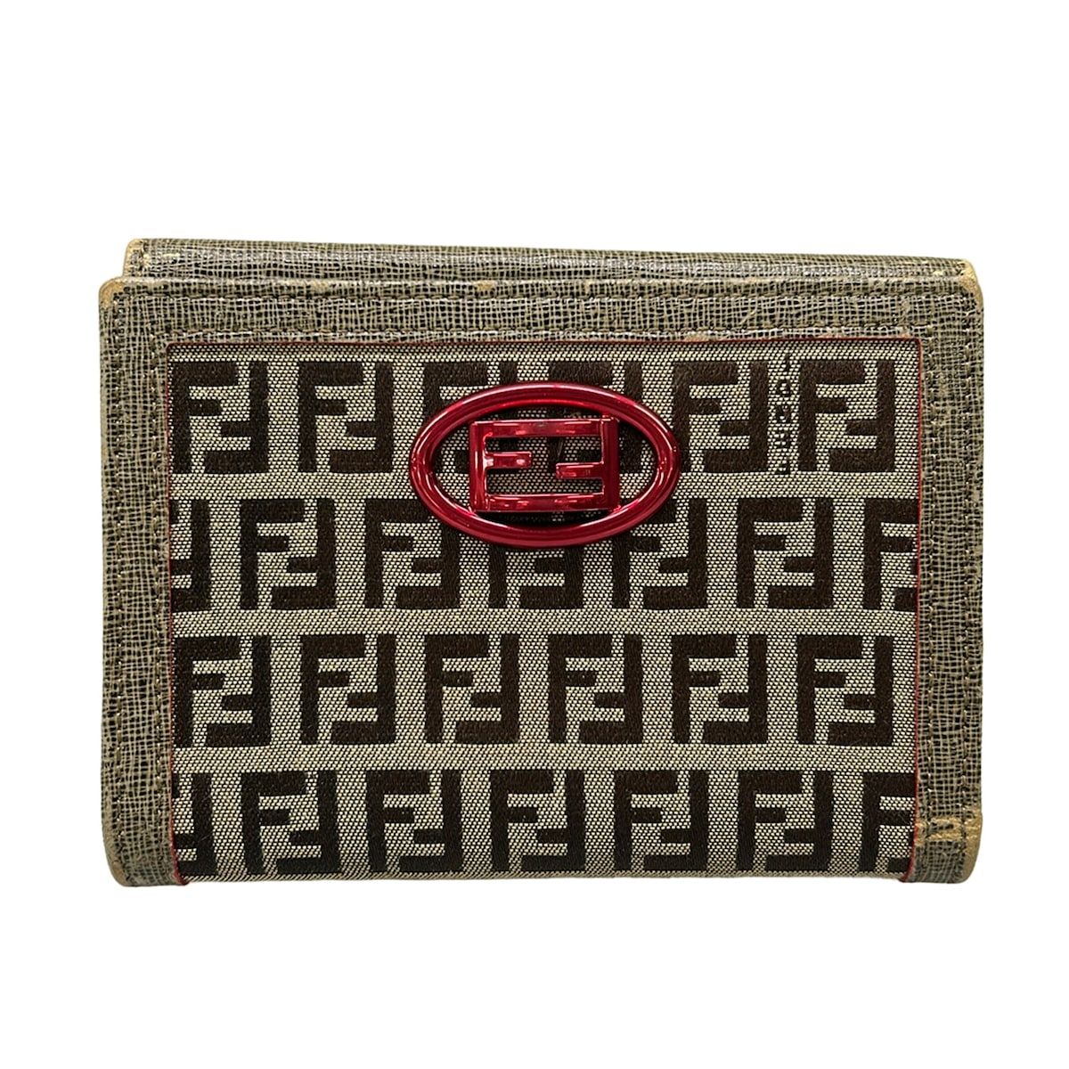 FENDI(フェンディ) Wホック財布 ズッキーノ柄 8M0255 ベージュ×ダーク