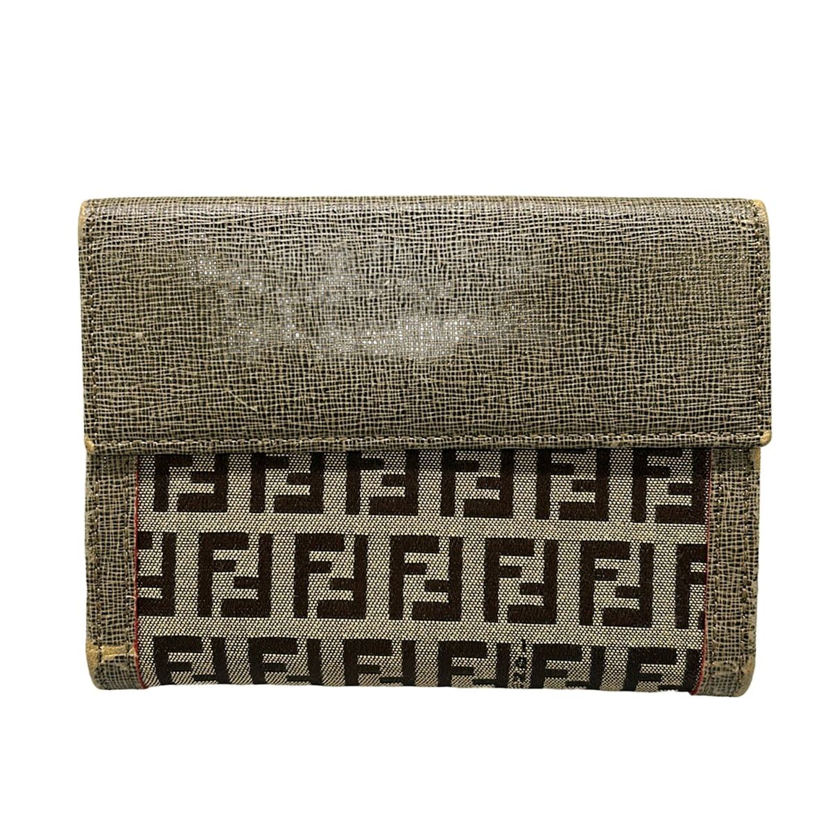 FENDI(フェンディ) Wホック財布 ズッキーノ柄 8M0255 ベージュ×ダーク