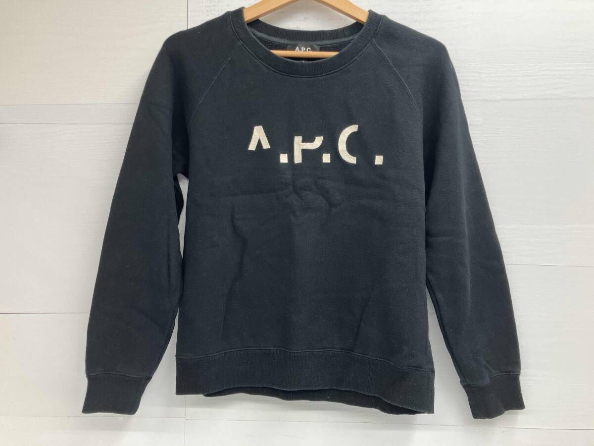 A.P.C.アーペーセー／刺繍ロゴスウェット トレーナー／ブラック S