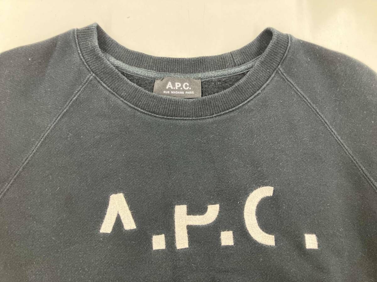 A.P.C.アーペーセー／刺繍ロゴスウェット トレーナー／ブラック S 