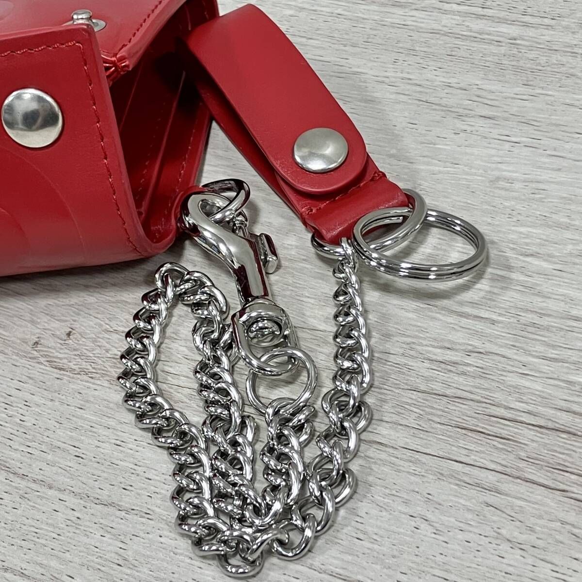 Supreme/二つ折り財布/leather chain wallet red シュプリーム レザー