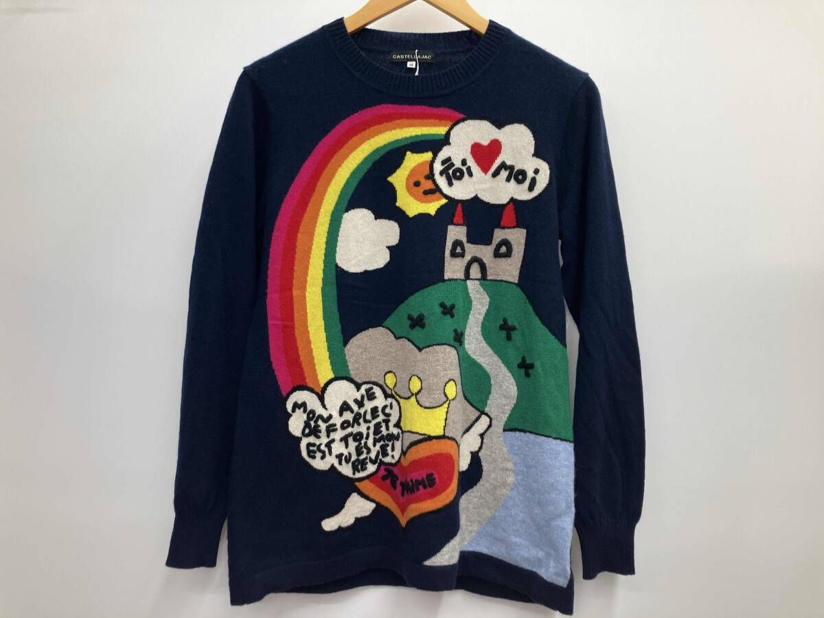 CASTELBAJAC - カステルバジャック★セーター★42 CASTELBAJAC カステルバジャック 長袖ニット ネイビー カシミヤ 22380
