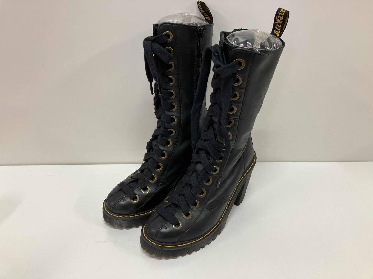 Dr. Martens ドクターマーチン Carey レースアップ ブラック レザー ロングブーツ サイズEU38 ハイヒール