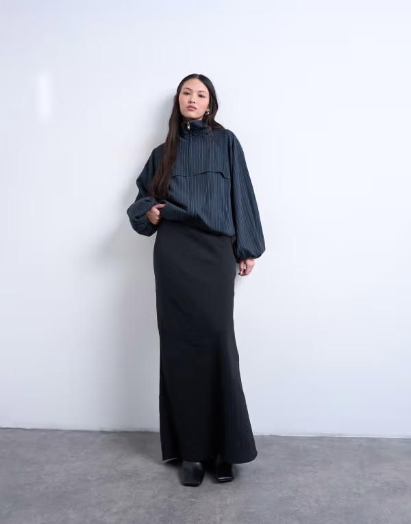トップショップ レディース ボトムスカート ミディ Topshop super soft cupro bias midi skirt in charcoal Slate スレート