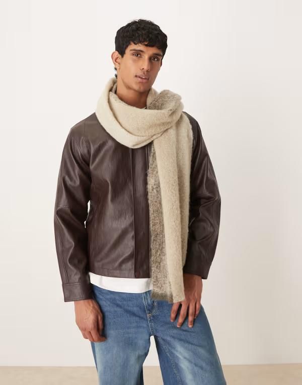 セレクテッドオム メンズ アクセサリー マフラー・ストール・スカーフ ウール Selected Homme Selected wool blend scarf with stripes in crea