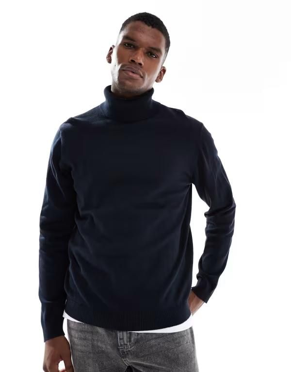 ジャック アンド ジョーンズ メンズ アウター ニット・セーター タートルネック セーター Jack Jones turtleneck sweater Navy Blazer ネイビー