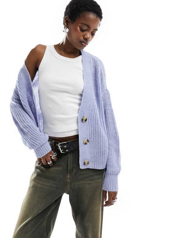 オンリー レディース アウター カーディガン Only cardigan in pale Pale Blue ブルー