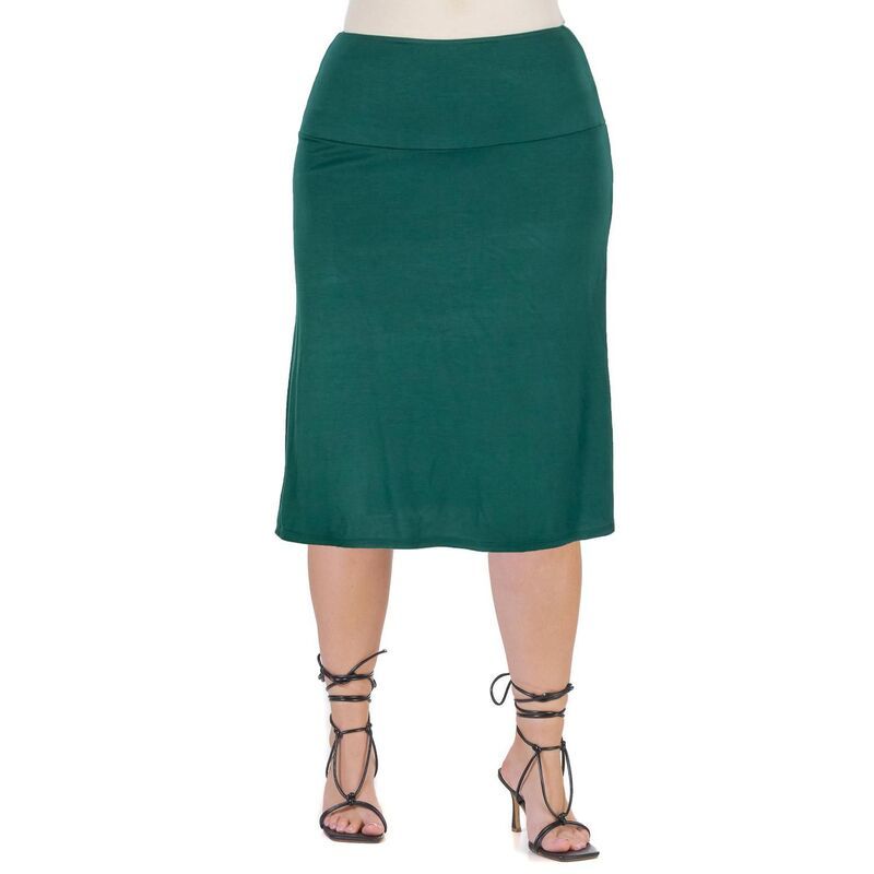 24 セブンコンフォート レディース ボトムスカート プラスサイズ ミディ Plusize 24seven Comfort Apparel Straight Midi Skirt Hunter