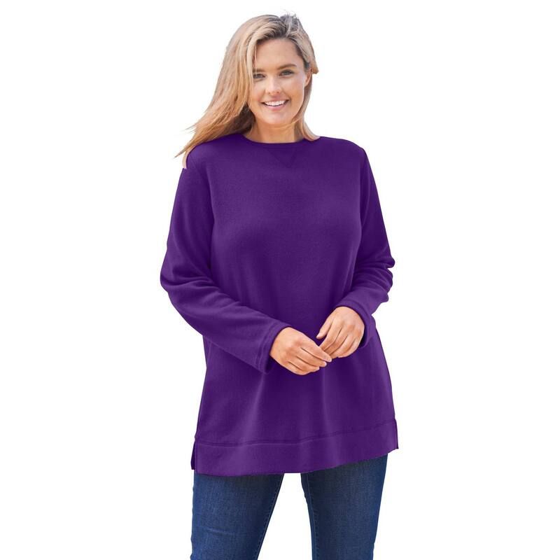 ウーマン ウィズイン レディース アウター パーカー・スウェット プラスサイズ シャツ Woman Within Plusize Sherpa Sweatshirt Radiant Purple パー