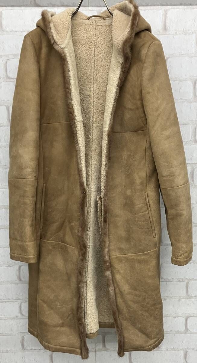 S Max Mara ムートンコート マックスマーラ ミンクファー フーデット