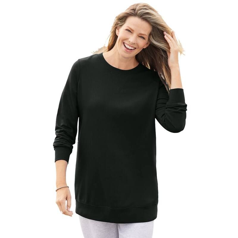 ウーマン ウィズイン レディース アウター パーカー・スウェット プラスサイズ シャツ フリース Woman Within Plusize Fleece Sweatshirt Black ブラック