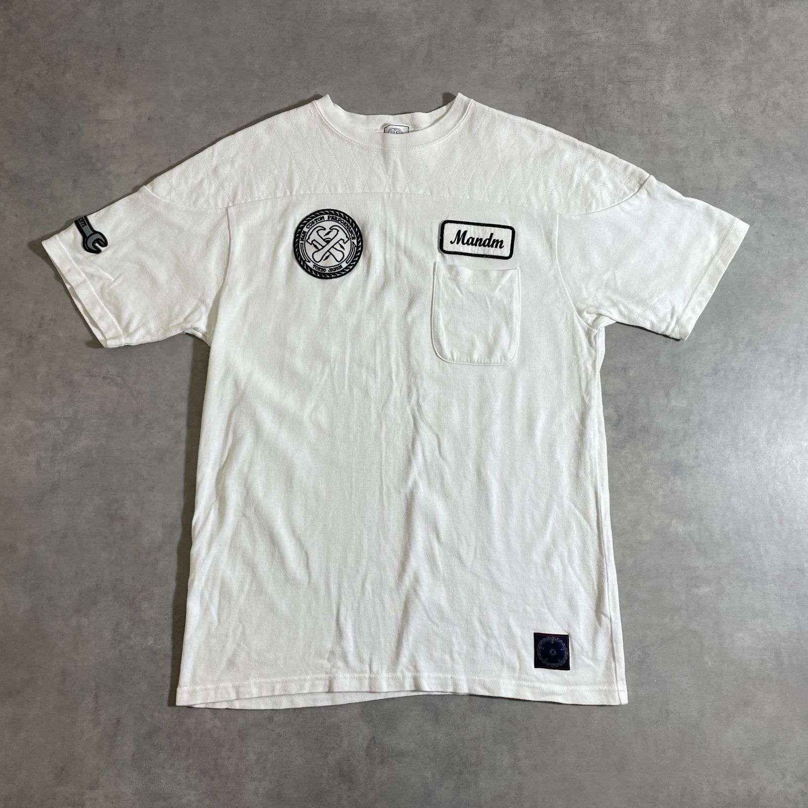 M&M CUSTOM PERFORMANCE パッチワーク ポケット Tシャツ カットソー フットボールTシャツ エムアンドエム カスタムパフォーマス