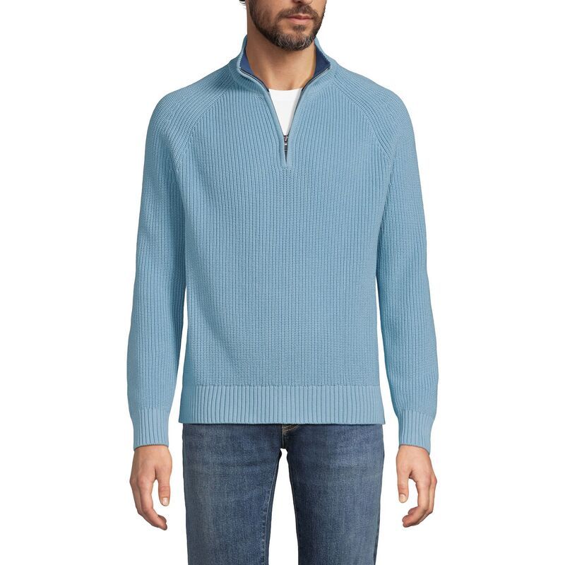 ランズエンド メンズ アウター ニット・セーター Mens Lands Endrifter QuarterZip Sweater Light Storm Blue ブルー 15,961円