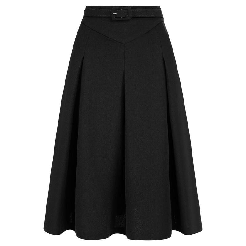 アレグラ ケー レディース ボトムスカート プリーツ ALLEGRA K Womens Casual Belted Waist Pleated Skater Short Skirts Black ブラ