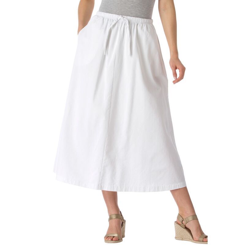 ウーマン ウィズイン レディース ボトムスカート プラスサイズ デニム Woman Within Plusize Drawstring Denim Skirt White ホワイト
