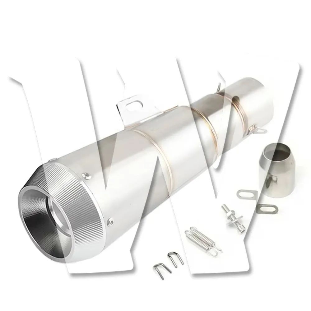オートバイ エキゾーストパイプ スリップオンマフラー バイクマフラー AK バイクサイレンサー Φ38mm~50.8mm 全長415mm 上下2段ショットガン ステンレス オートバイ サイレンサー 排気パイプ 排気管 ドレスアップ Z750 Z800 CBR
