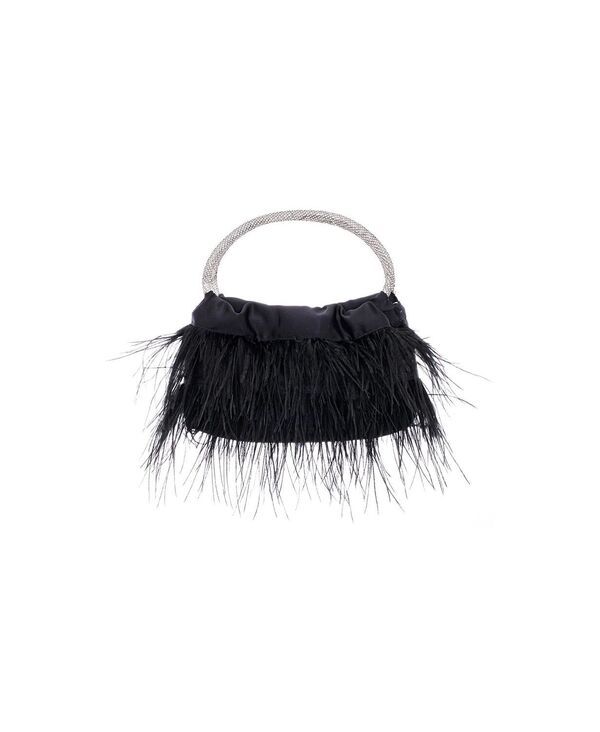 ニナ レディース バッグ ハンドバッグ Nina Crystal Handle Feather Pouch Black ブラック