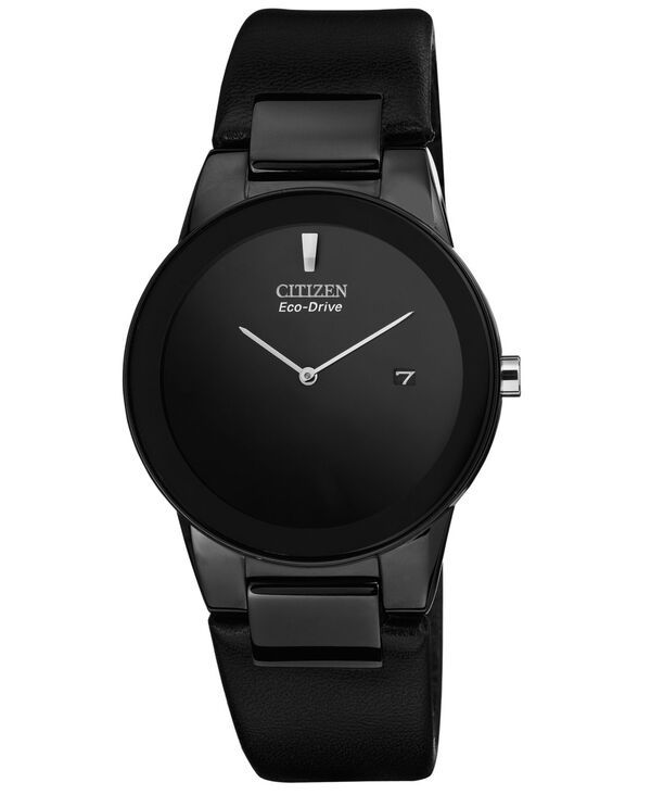 シチズン メンズ アクセサリー 腕時計 レザー Citizen Mens EcoDrive Axiom Black Leather Strap Watch 40mm AU106507E No Colo