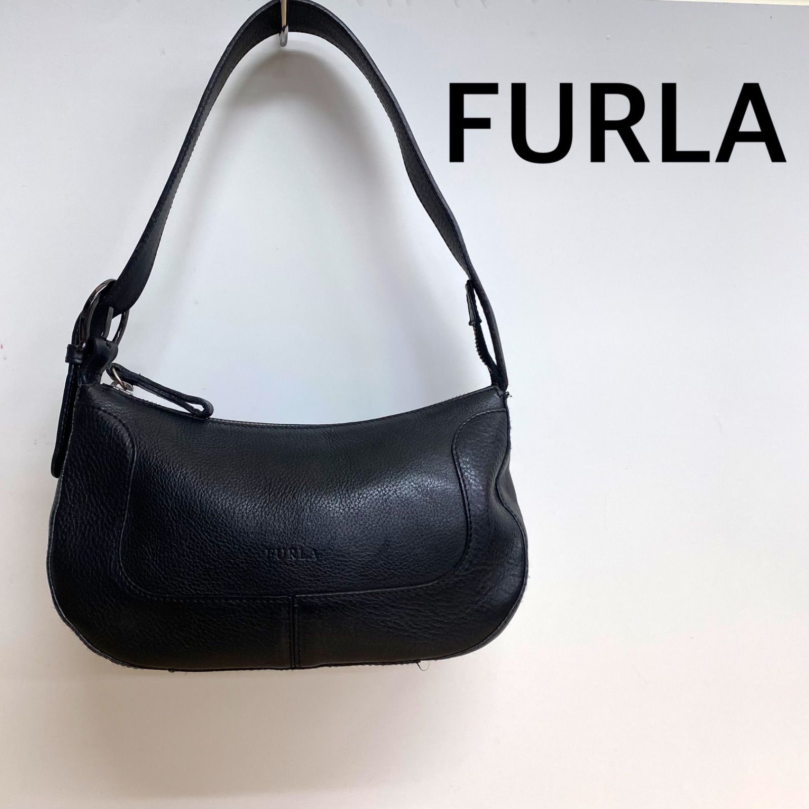 美品✨FURLA フルラ・ショルダーバッグ 斜め掛け レザー ブラック系 