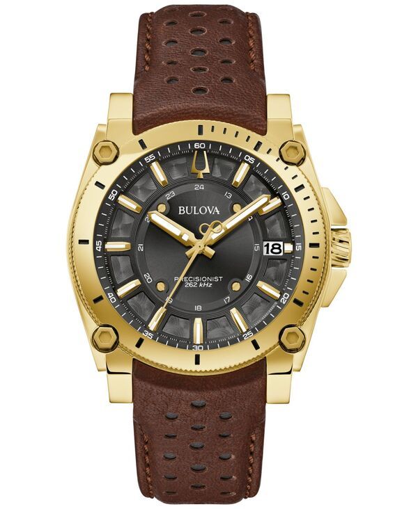 ブロバ メンズ アクセサリー 腕時計 レザー Bulova Mens Precisionist Icon Brown Leather Strap Watch 40mm Brown ブラウン 69,190円