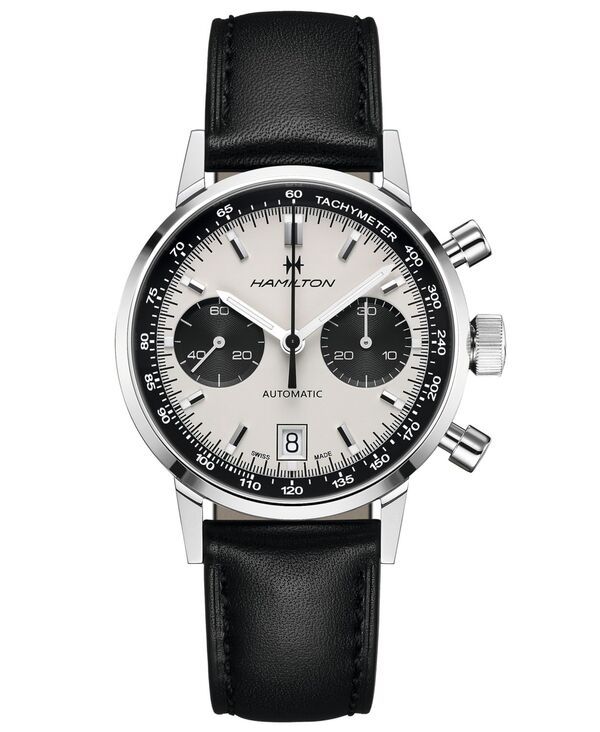 ハミルトン メンズ アクセサリー 腕時計 レザー Hamilton Mens Swiss Automatic Chronograph IntraMatic Black Leather Strap Wa