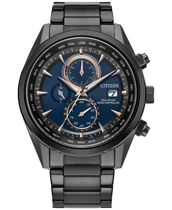 シチズン メンズ アクセサリー 腕時計 Tシャツ Citizen EcoDrive Mens Chronograph Sport Luxury Radio Control BlackTone Stai