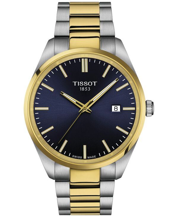 ティソット メンズ アクセサリー 腕時計 Tシャツ Tissot Mens Swiss PR 100 TwoTone Stainless Steel Bracelet Watch 40mm Blue