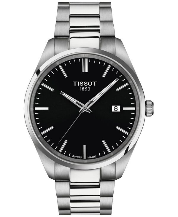 ティソット メンズ アクセサリー 腕時計 Tシャツ Tissot Mens Swiss PR 100 Stainless Steel Bracelet Watch 40mm Black ブラック
