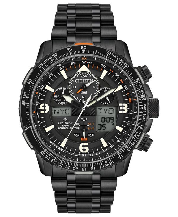 シチズン メンズ アクセサリー 腕時計 Tシャツ Citizen EcoDrive Mens AnalogDigital Promaster Skyhawk AT Black Stainless St