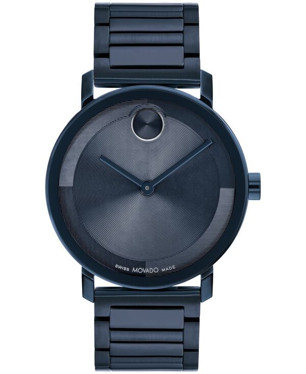 モバド メンズ アクセサリー 腕時計 Tシャツ Movado Mens Bold Evolution 20 Swiss Quartz Ionic Plated Blue Steel Watch 40m