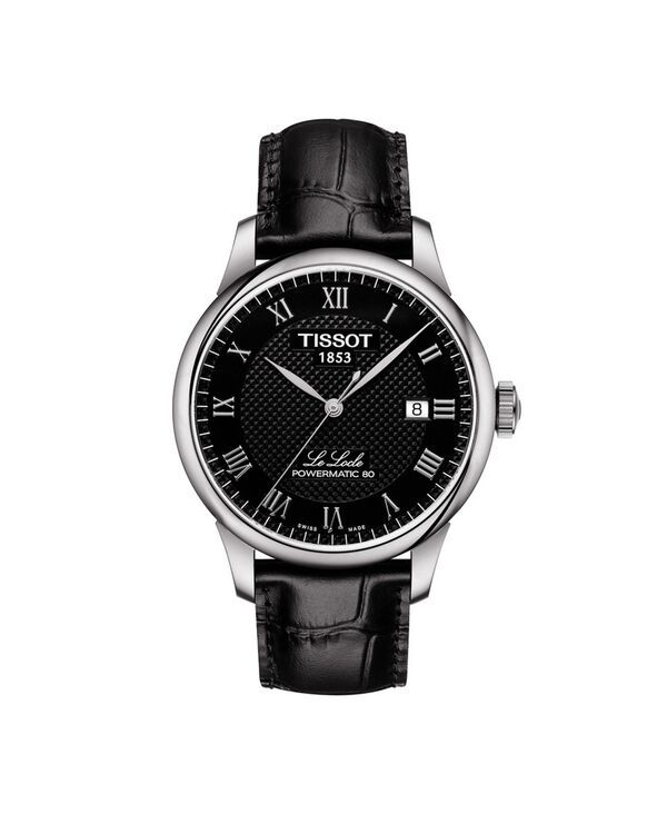 ティソット メンズ アクセサリー 腕時計 レザー Tissot Mens Swiss Automatic TClassic Le Locle Powermatic 80 Black Leather S